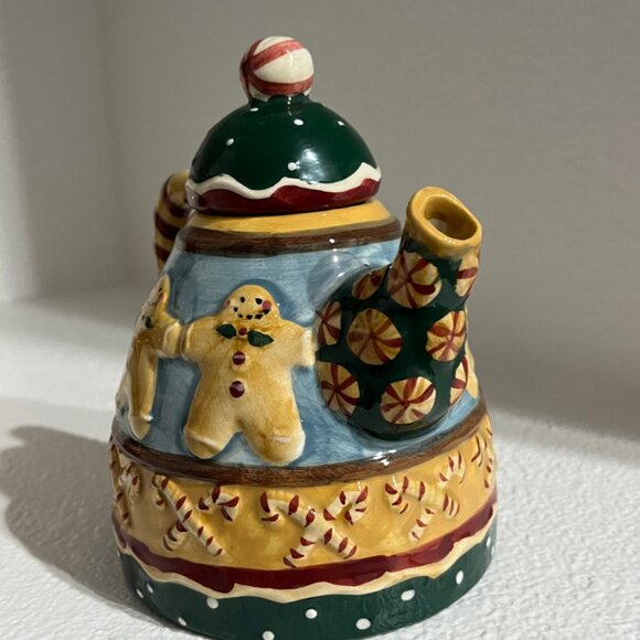 Gingerbread House Tea Pot Decor Christmas Rare Unique - Picture 2 of 4